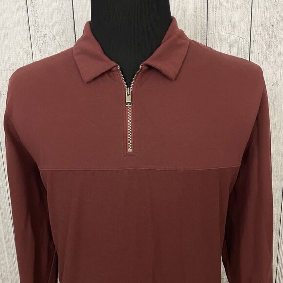 Ted Baker Men's Size 7 / 3XL Burgundy Quarter Zip Long Sleeve Pullover Sweater - Picture 1 of 7